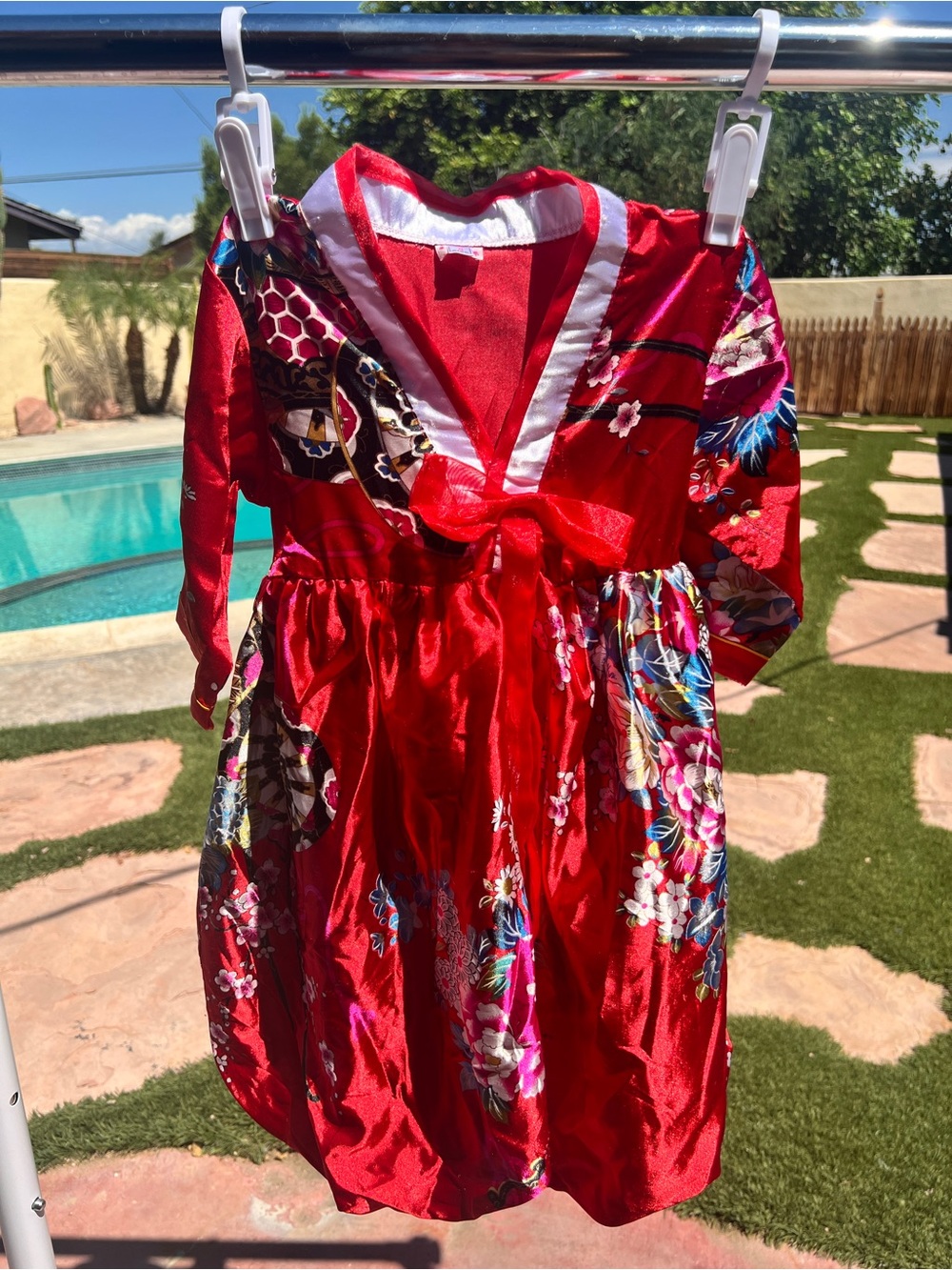 Kimono inspired Floral Satin Dress